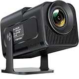 HY320 Mini Projector with Android TV 11.0, Auto Keystone & 180° Rotation, 4K Supported 1080P Home Theater Projector, 200 ANSI 1500:1 Contrast WiFi 6 Bluetooth, for Gaming Outdoor Movie
