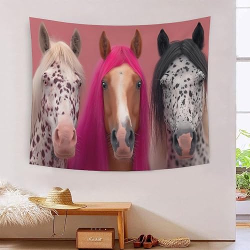 Tapisserie murale pour cacher un mur abîmé tissu cheval 3D chambre salon