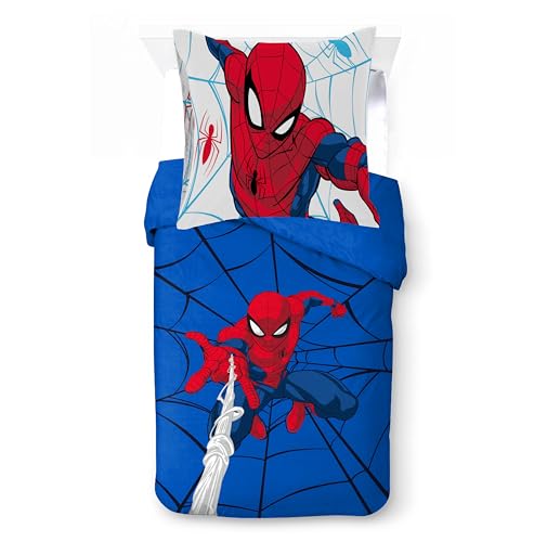 Jay Franco Kids Marvel Spiderman Juego de Cama - Incluye sábana y Funda de Almohada, Ropa de Cama Suave y acogedora para Decorar la habitación, Licencia Oficial, Azul, 3 Piezas Individuales