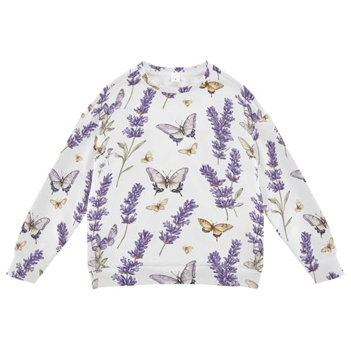 JUNZAN Rustic Lavender White Big Boys Hoodie Sweatshirt Crewneck Sweatshirts for Boys Sports 4T