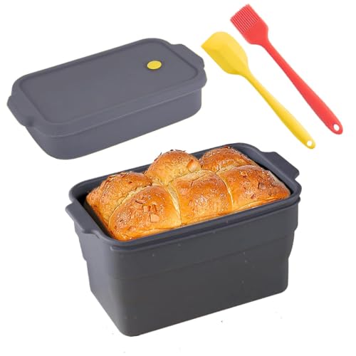 YUNYDSM Silicone Bread Loaf Pan, Collapsible Bread Pans, Loaf Pan with Lid, with Oil Brush...