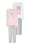 C&A Kinder Mädchen Pyjama Multipack Regular Fit Unifarben|Bedruckt|Motivprint weiß 170
