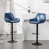 Okeysen Bar Stools Set of 2, Adjustable Swivel Counter Height Barstools with Footring, Modern Leathe