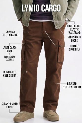 Image of Lymio Cargo for Men | Cotton Cargo Pant | Drawstring Waist Pant (Available Also Plus Size) (46-49)