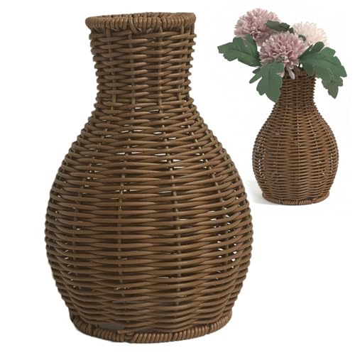 Jarrón de mimbre decorativo para dar calidez a estanterías 4