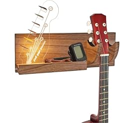 Guitar Wall Mount Hanger Bass Stand Light Up Wood Hanging with LED Acrylic Guitar Pick Holder Display Electric USB-Powered Guitar Accessories – Gift for musicians Men, Music Lovers Players Room Decor - Les Beatles, Paul McCartney, John Lennon, RIngo Starr, George Harrison