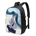 Produktbild Hut - Blaues Haar Anime Girl Fantasy World Laptop-Rucksack - mit USB-Ladeanschluss/Lässige wasserdichte Rucksäcke für die Arbeitsreiseschule