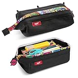 ZIPIT: Lenny Pencil Case - Black & Doodles - Large Storage Capacity Zipper Pouch, Makeup-Stationery Bag, School, Washable Polyester, Kids-Teens-Adults