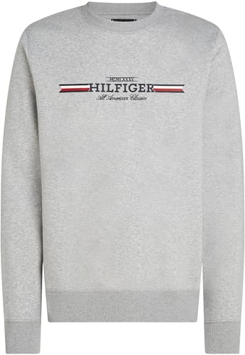 Tommy Hilfiger Herren Sweatshirt Rundhalsausschnitt, Grau (Light Grey Heather), 3XL – Ansicht 4