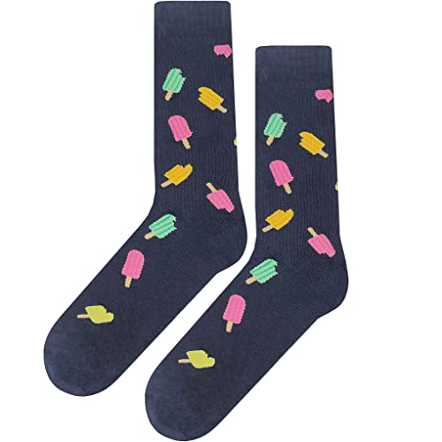 Popsicle Dress Socks Funny Novelty Crazy Fun Design Men Size 8-12 Cotton Casual Crew Colorful Funky Fancy Socks Gift for Men