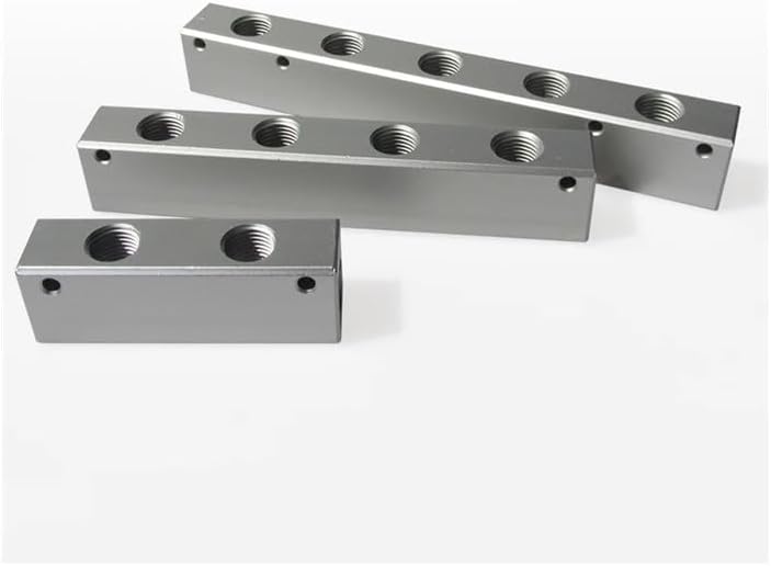 1pc 25x20mm 1/4" Female Pneumatic Fitting Quick Connector Gas Distributor Manifold Splitter Aluminium Block for Air Compressor (9 Way 11 Port)