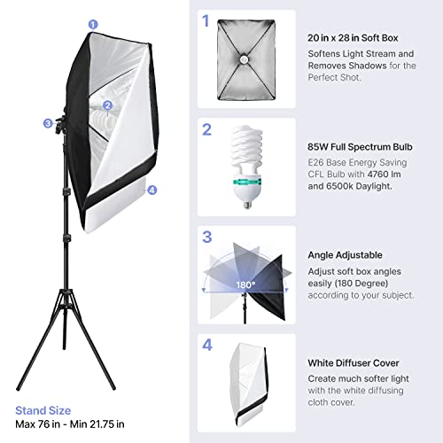 Limostudio, Agg1459, 10 Ft. Backdrop Support Stand Light Softbox Lighting Kit With 10 Ft. White Black Green Background Screen Backdrop For Photo Studio #TOP2