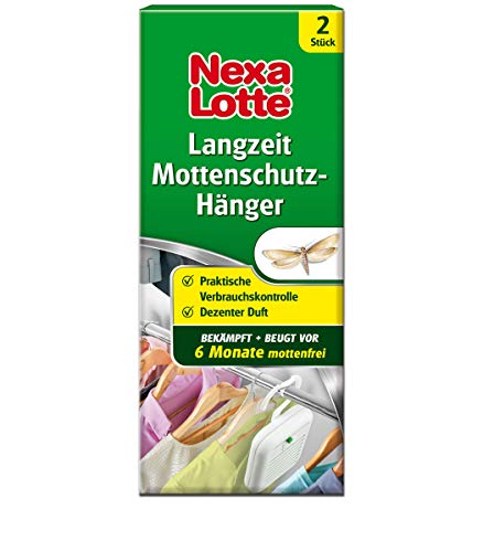 Nexa Lotte Langzeit Mottenschutz Hänger, gegen Kleidermotten, wirkt schnell und bis zu 6 Monate, dezenter Duft, 2 St., Grün