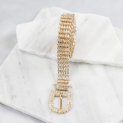 SP Sophia Collection Glitterati 5 Row Chic Women’s Fashion Crystal Rhinestone Buckle Chain Belt3