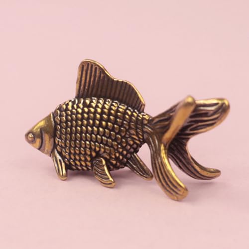 Figura de pez dorado de bronce retro para decoración miniatura 6