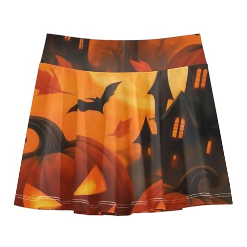 Athletic Shorts Girls Skorts Halloween Scene Carved Pumpkins Toddlers Tennis Skirts Kid Teen Butterfly 3t2