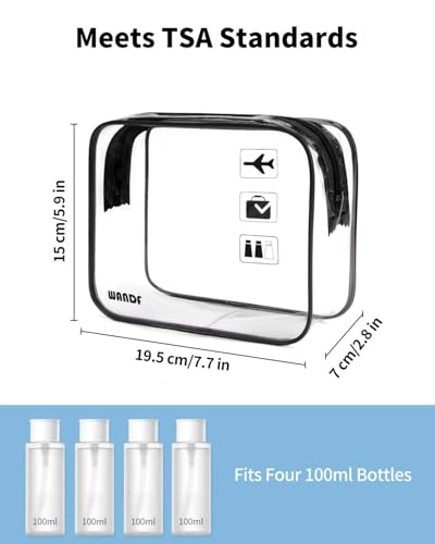 WANDF 2 Pack TSA Clear Bags