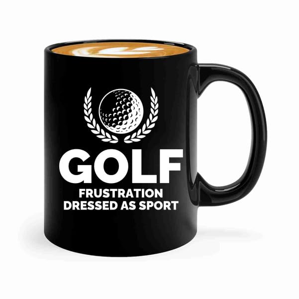 Luxe Gifting Golf Lover Coffee Mug 11oz Black -Golf frustration dressed - Golfer Sports Holes Cart...