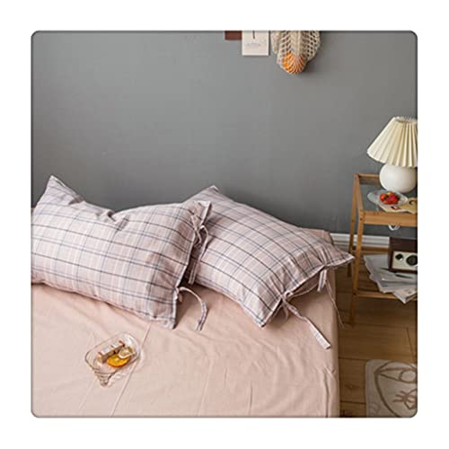 HSLKDG Plaid Cotton Quilt Cover Pair, Girl Cream, Style B