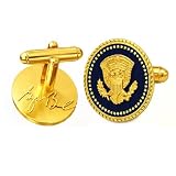 George W. Bush Presidential Cufflinks 24K Gold Plated, Presidential Seal Eagle Cuff Links for Men, USA President Collectible, Executive Formal Wedding Business Luxury Jewelry Gift for Him Souvenir - Gift-Ready Set