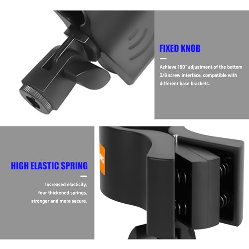 Mikrofonclip Verbesserter Mikrofon Halterung Verstellbarer Mikrofonhalter mit 5/8 Zoll auf 3/8 Zoll Schraubenadapter Mic mit Außendurchmessern Zwischen 32 mm und 60 mm(2 pack) (2)