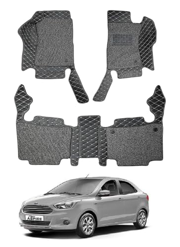 Image of Auto Hub Premium 7D car mat Figo Aspire, Luxury Double-Stich 7d Car Floor Mat Complete Set, 100% Waterproof and Washable, Color : Black