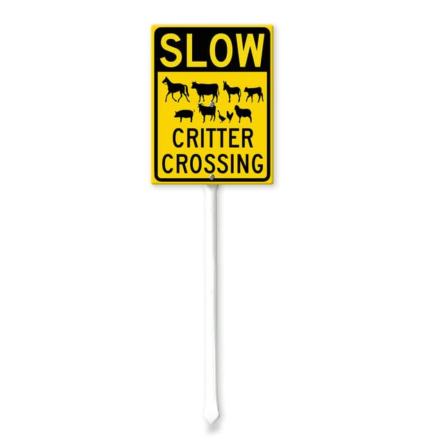 Geroclonup Slow Sign Critter Crossing Sign with Stake 20x30cm Yard Sign Yard Decoration Rustproof Outdoor Aluminum Sign for Yard Garden Lawn Street Outdoor