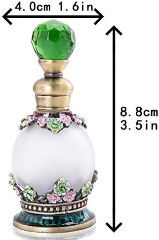 YU FENG Flower Perfume Bottles Empty Vintage Fancy Decorative Crystal Glass Perfume Vial(15ml,Green)