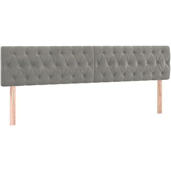 vidaXL Headboard Upholstered Headboard Bed Headboard for Bed Main Bed Frame Bed Frame Bedroom Bed Accessories Light Grey 180 x 7 x 78/88 cm Velvet