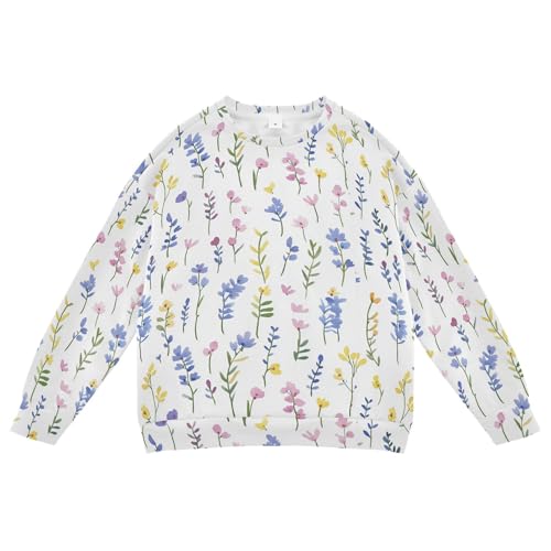 JUNZAN Spring Flowers Iris White Kids Girls Hooded Sweatshirt Crewneck Tops Clothing Shirts Sports 4T