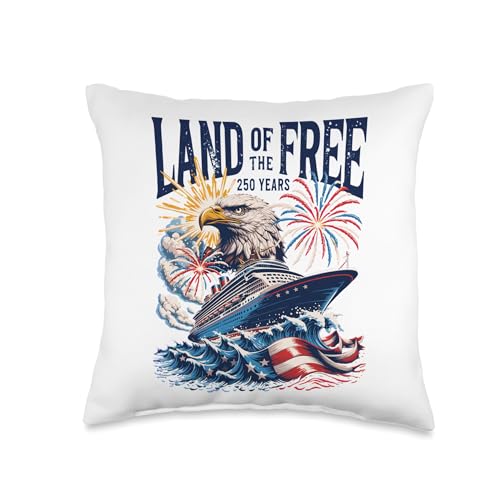 250 Years Land of the Free USA Independence Day Cruise Trip Throw Pillow