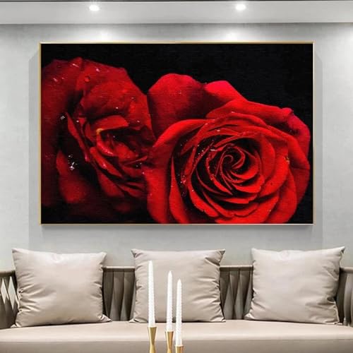 Affiches et impressions roses rouges sur toile d'art moderne pour maison