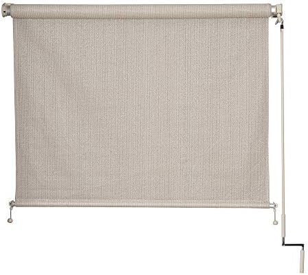Cross Land Cordless Crank Operated Child Safe Roller Outdoor/Exterior Solar Sun Shade/Patio Blinds for Patio Lawn Pergola Garden Porch,Cabana,Gazebo,Dock Home,48" Wx72 L,Beige