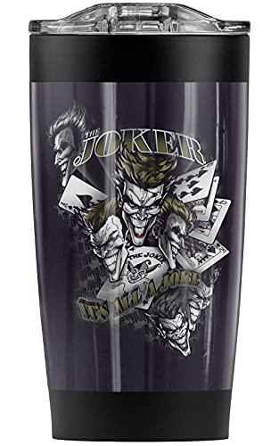 Batman The Joker It's All A Joke Stainless Steel Tumbler 20 oz Coffee Travel Mug/Cup, Vacuum Insulated & Double Wall with Leakproof Sliding Lid | Great for Hot Drinks and Cold Beverages