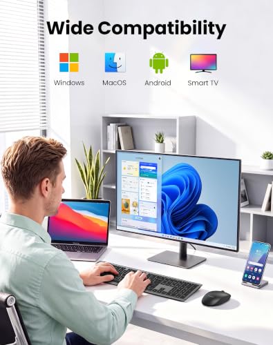 TECKNET 2.4G Rechargeable Ultra-Slim Wireless Keyboard and Mouse Combo | 2.4G Stable Connection, Full-Size Scissor Switch Keyboard with 12 Multimedia Keys, Silent Mouse, Ergonomic Design, Grey - image 7