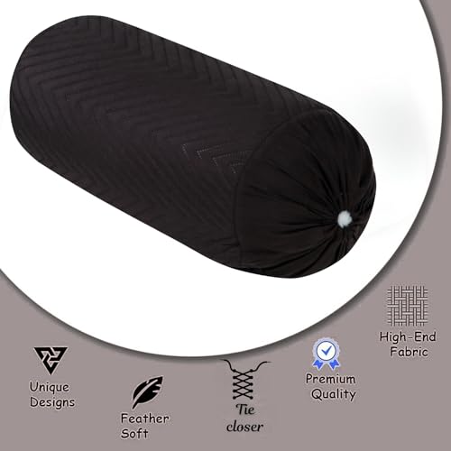 Image of RD TREND Glace Cotton Quilted Bolster Cover Size-16x32 Inches | Soft & Durable Cylindrical Pillow Cover for Bolster Pillow | Perfect for Sofa, Diwan,Couch & Bed Decor (Coffee)