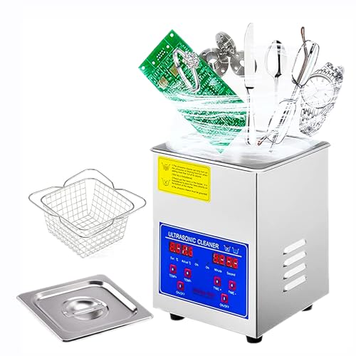 Nettoyeur à ultrasons numérique, kit de machine à laver en acier inoxydable de 2 L, nettoyeur de pièces à ultrasons professionnel de 60 W, minuterie de 0 à 30 min, pour objets, y compris bij