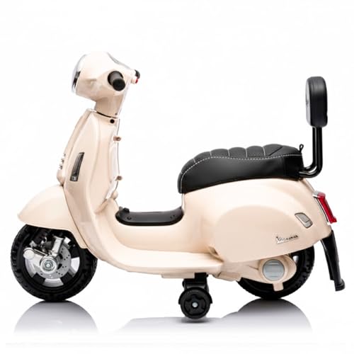 Moto Elettrica Per Bambini Mini Vespa Gts Piaggio 6V Scooter Con Licenza Ufficiale Sedile In Pelle E Schienale Luci E Suoni Realistici Batteria Ricaricabile E Caricatore 18-36 Mesi (Bianco) - 9