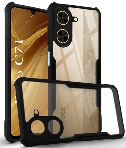 Image of Jkobi Back Cover Case for Poco C71 (Shockproof with Polycarbonate Clear Panel | Professional Black)