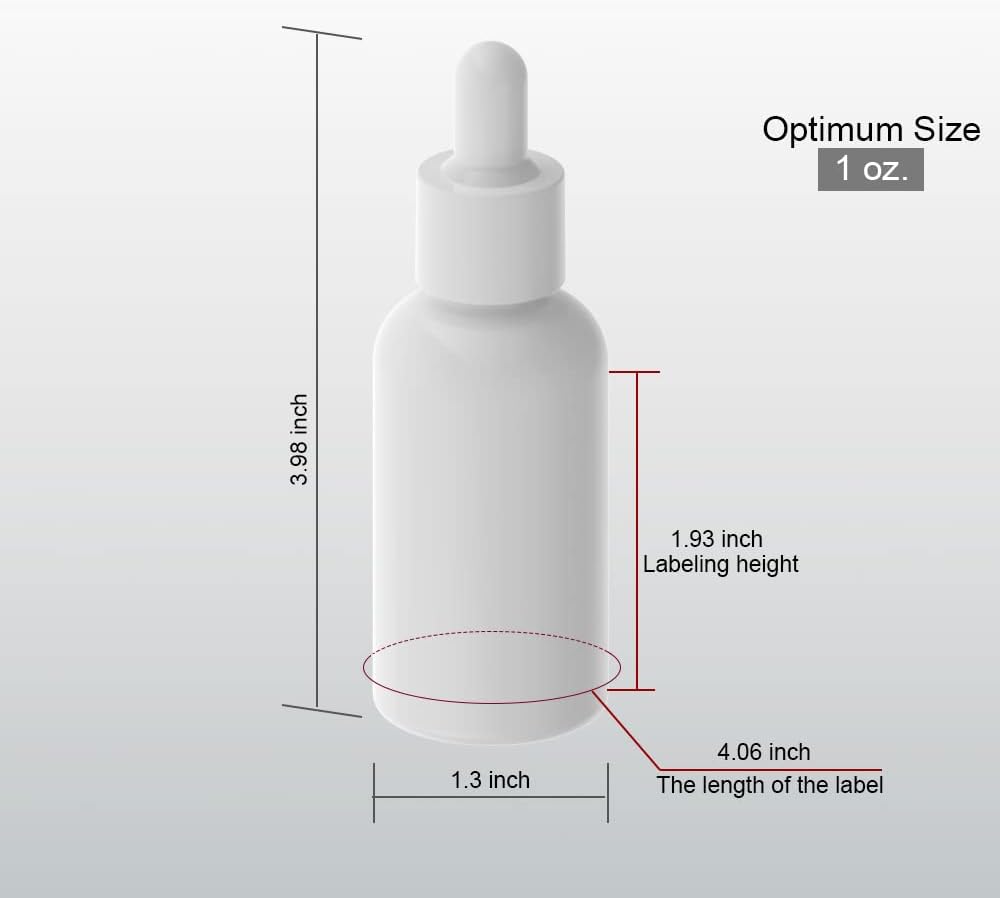 1oz White Coated Eye Glass Dropper Bottles (30ML) with White Cap and Pipettes, UV Safe Bottles for Essential Oils and Aromatherapy (Pack of 30)