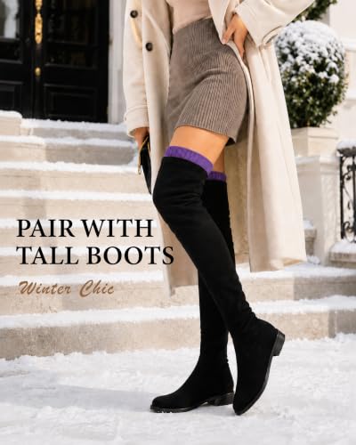 Image of Pcavin Thigh High Socks for Women, Long Cable Knit Over Knee Boot Stockings | Extra Long Fit, Cable Knit Texture, Warm Thick Knit, Winter Boot Socks, Cozy Leg Warmers, Sweater Sock Style