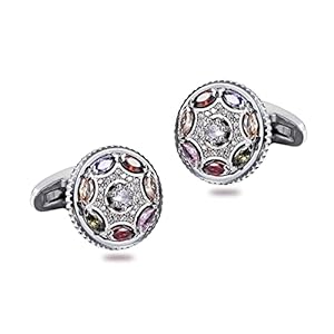 Manchetknopen, volledige veelkleurige kristallen kroon Cour Casting gekarteld roestvrij staal voor smoking zakelijke formele overhemden