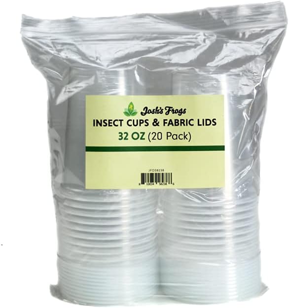 Josh's Frogs 32 oz Fruit Fly Cup and Fabric Lid- 20 Pack