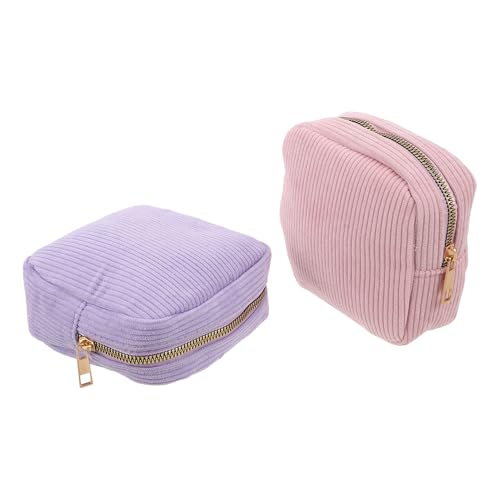 CIYODO Bolsa para Compresas Menstruales de Terciopelo, 2 Unidades (morado y Rosa), Portátil y Ligera, Organizador Sanitario para Adolescentes, Tamaño 12,4 X 12,4 Cm, Adecuado