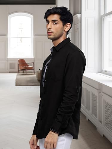 Pinkmint Store Pinkmint Men's Black Casual Shirt - Image 4