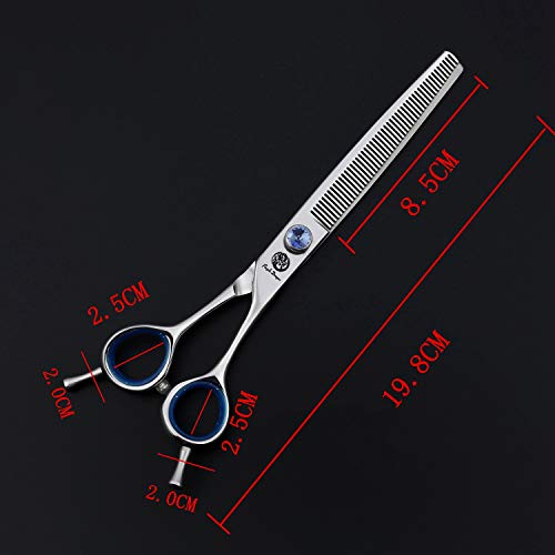 Purple Dragon Touch Pet Blenders Shears, 7.0" 50-Tooth Thinning Scissor For Dogs, 440C Japanese Stainless Steel Texturizers Dog Thinning Shears(Blue) #TOP19