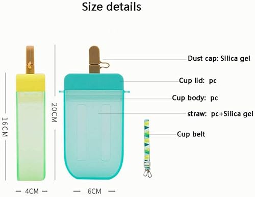 Miniatura 2 de Bonitas botellas de agua de 10 onzas con popotes, botellas de agua de plástico con forma creativa de paleta helada, sin bisfenol A, botella de agua