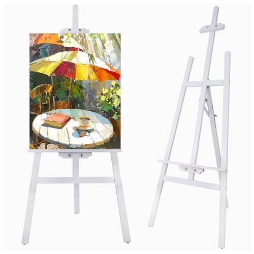 Image of Falling in Art Adjustable Wooden Easel Stand for Painting&Display, White