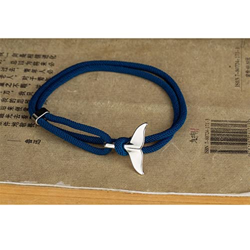 Ramaix Whale Tail Anchor Bracelet Nylon Paracord Rope Adjustable Charm Beach Surfing Jewelry Fashion Wristband For Woman Men (Silver Holeblue) #TOP2