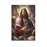 XKUGA Póster religioso de Jesús y los creyentes, 4 pósteres decorativos de lienzo para pared e impresión artística moderna para decoración de dormitorio familiar, 60 x 90 cm